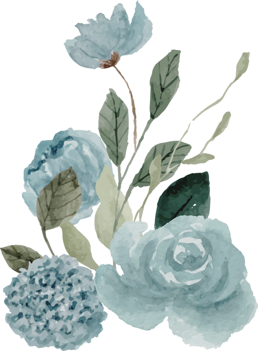 blue floral watercolor