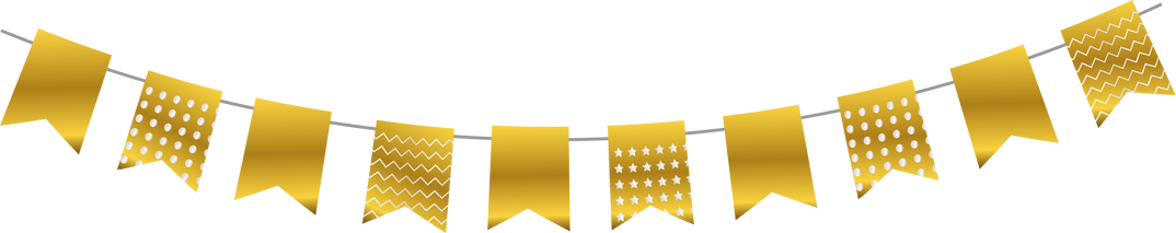 Metallic Celebratory Patterned Gold Buntings