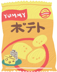 Handdrawn Painterly Asian Snacks Potato Chips